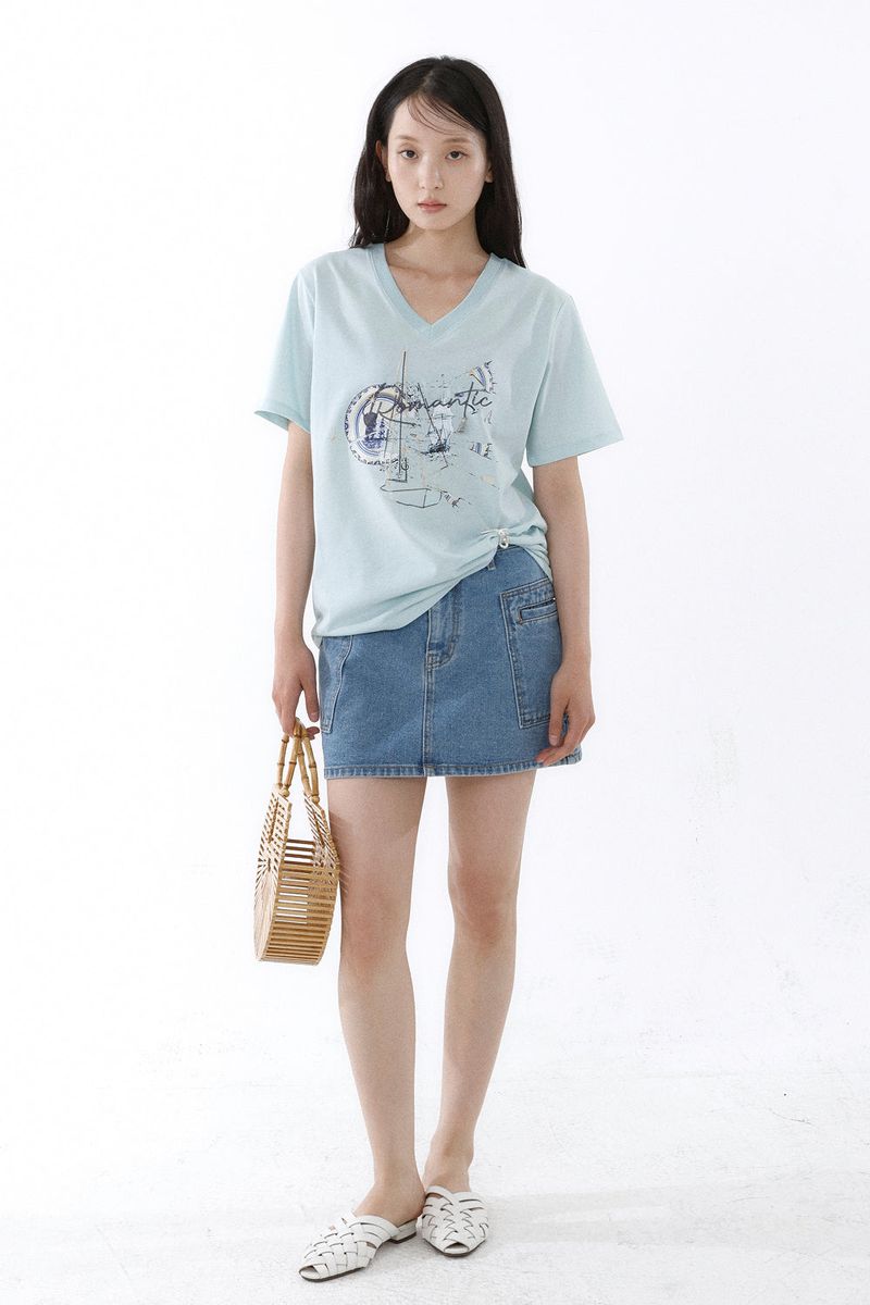 GALAXY V-NECK T-SHIRT_ICE MINT