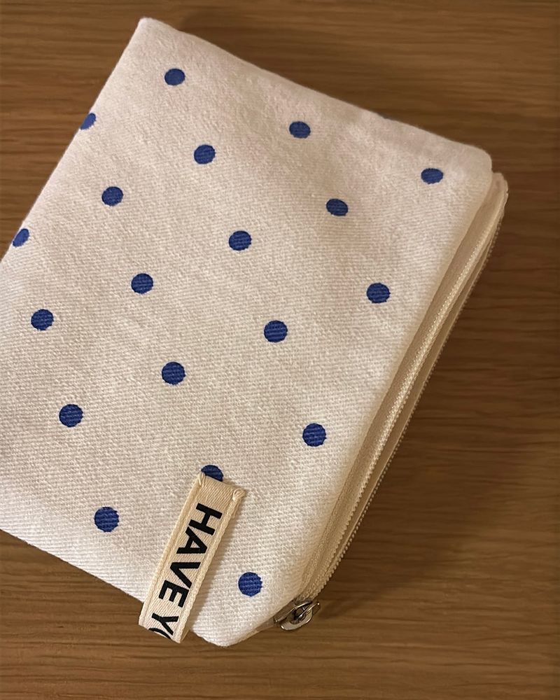 Dot flat pouch - blue , S size