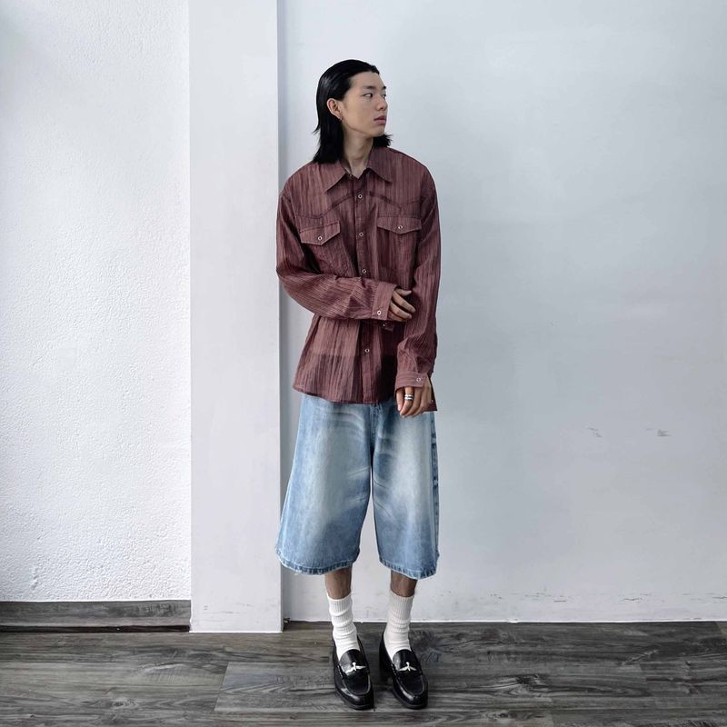 3D Pleated Western Shirt
