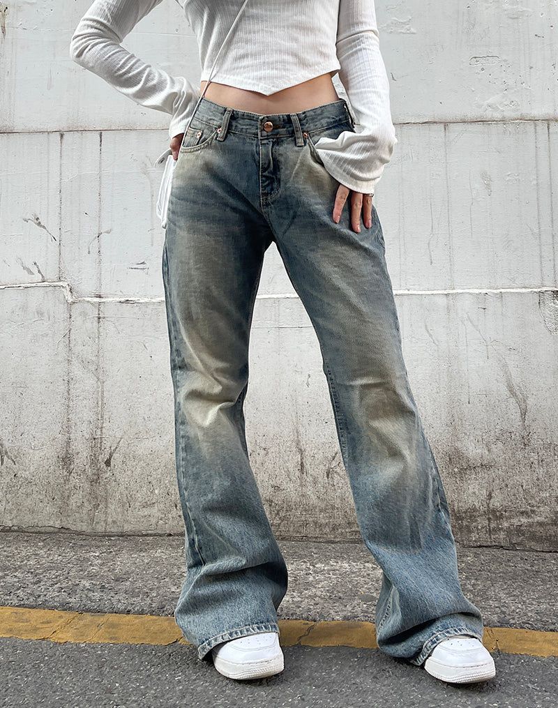 Washing Vintage Denim Bootcut Pants