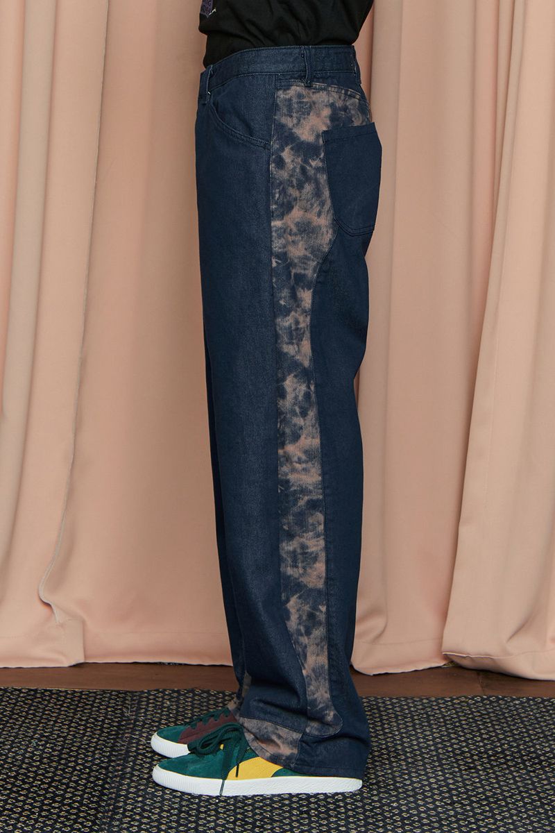 TIE-DYE BLOCK DENIM PANTS / INDIGO