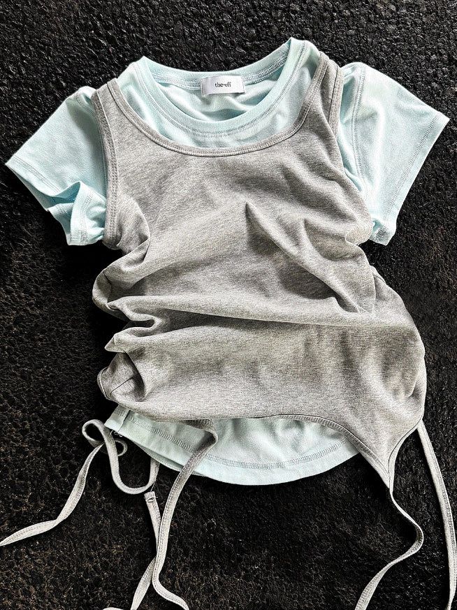 Long halter strap layered top