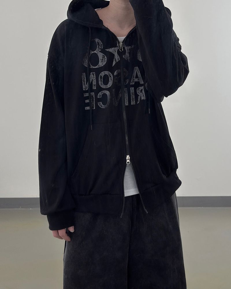 Dakel Vintage Graphic Zip-Up Hoodie