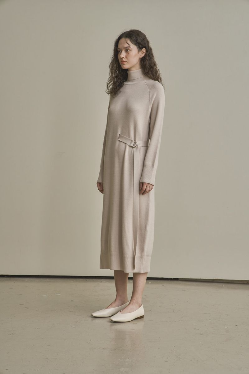 UNBALANCED KNIT DRESS_OATMEAL
