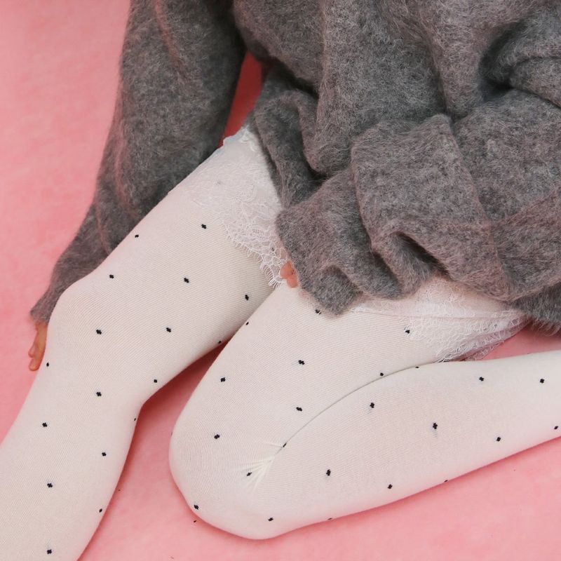 cotton polka dot tights (white)