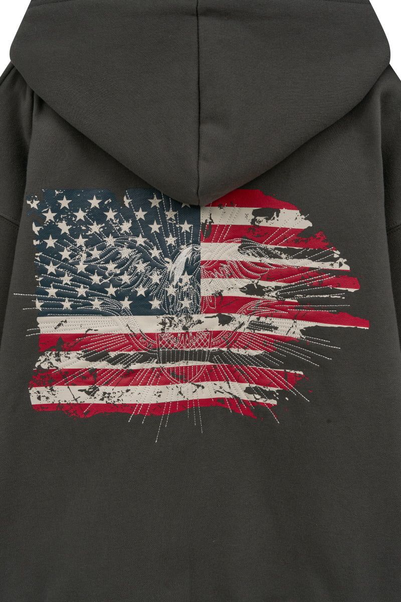 eagle hood zip up (dark grey)