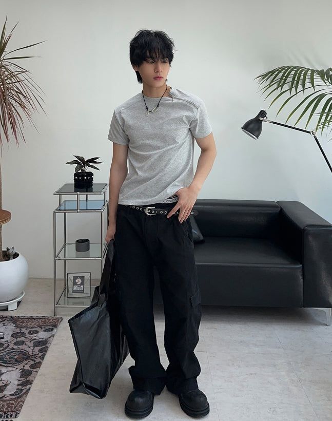 Cor zipper slim short-sleeve tee