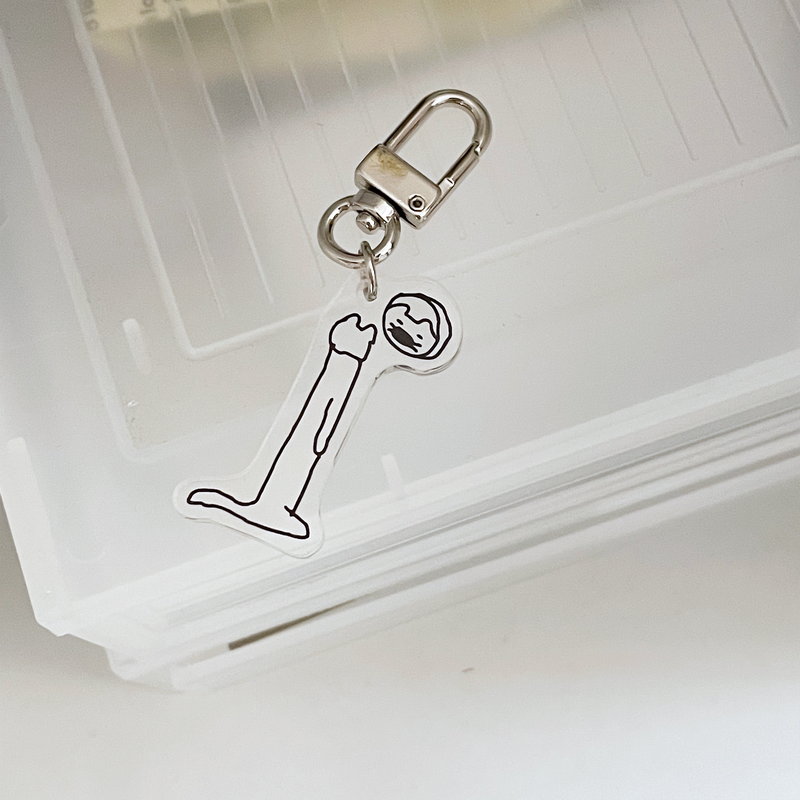 elongated cat looking in the mirror Key Ring