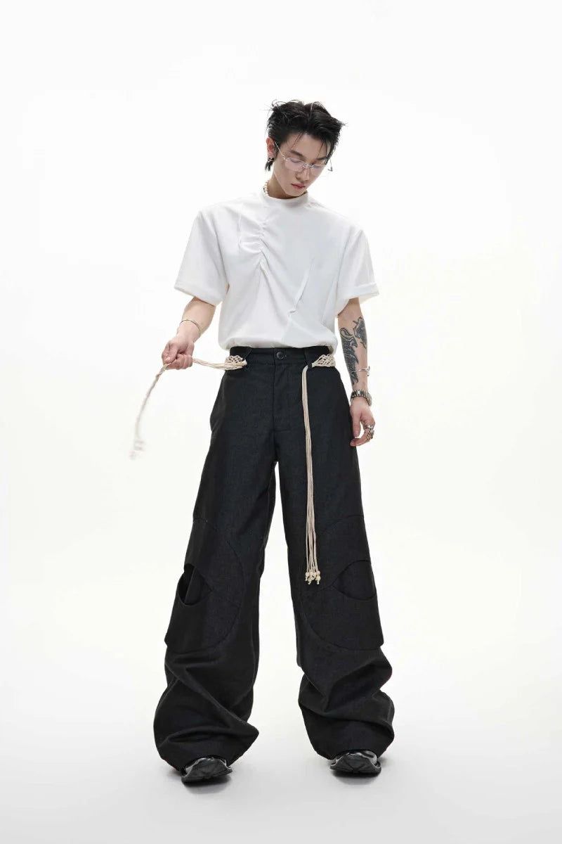 Belted Straight Cut Jeans