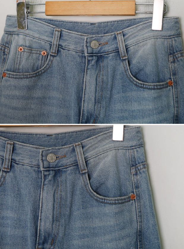 Light Blue Washing Wide Denim Pants