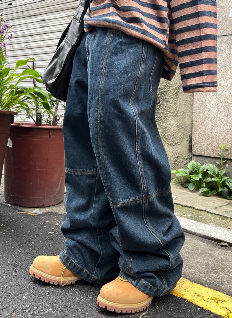Levi Cross Slit Stitch Denim Pants