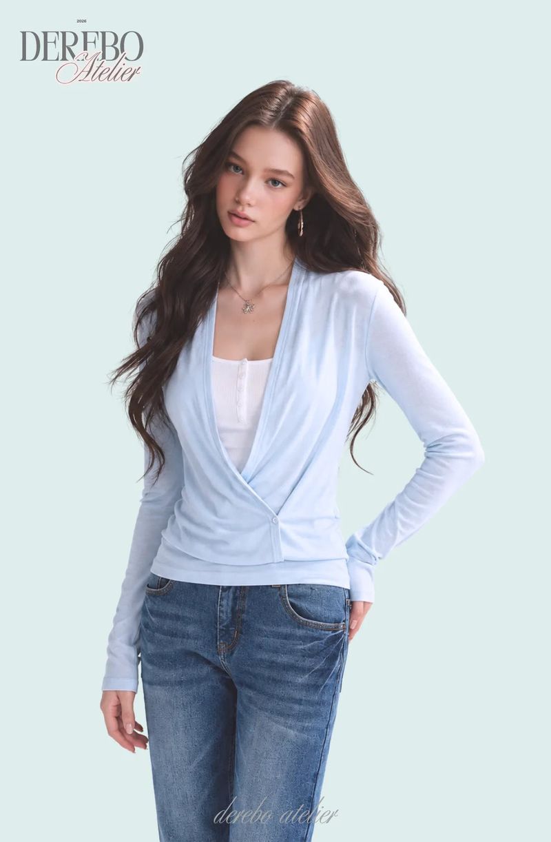 Sky crossover layered long-sleeve tee