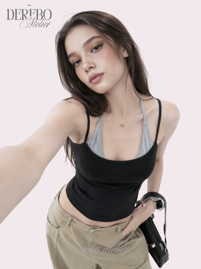 dereborujo（ドレボルゾー）の「double halter pad sleeveless top（Tops）」