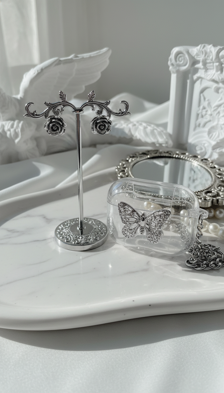 [IVE Yujin Piercing] Metal Rose Piercing - Silver Color