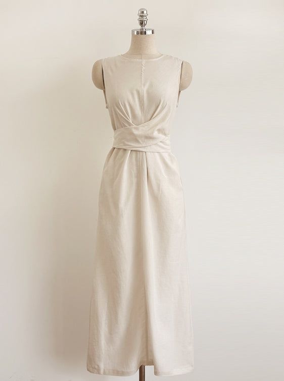 Gelad Linen Side Wrap Sleeveless Long One Piece