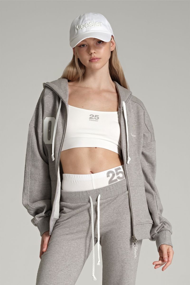 09 Numbering hooded zip-up, Gray