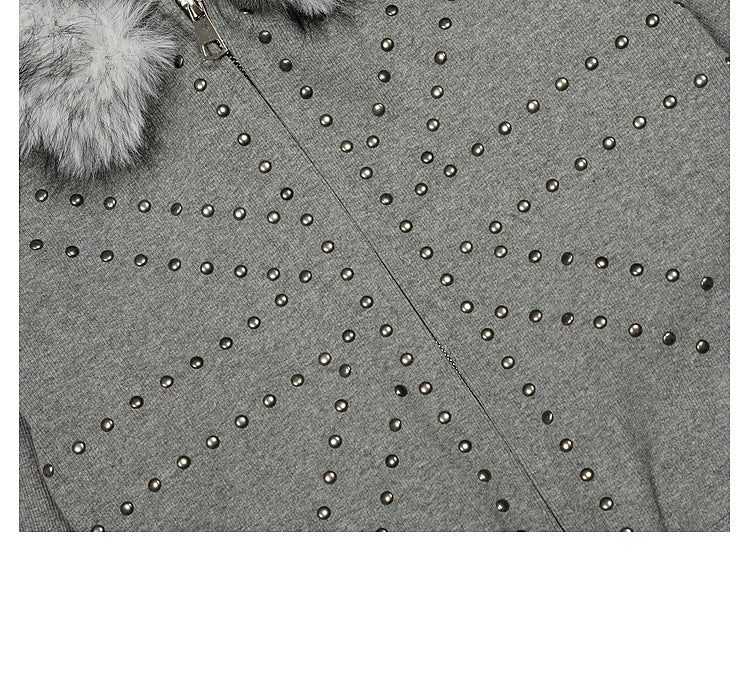 Radiant Stud Fur Hoodie Jumper