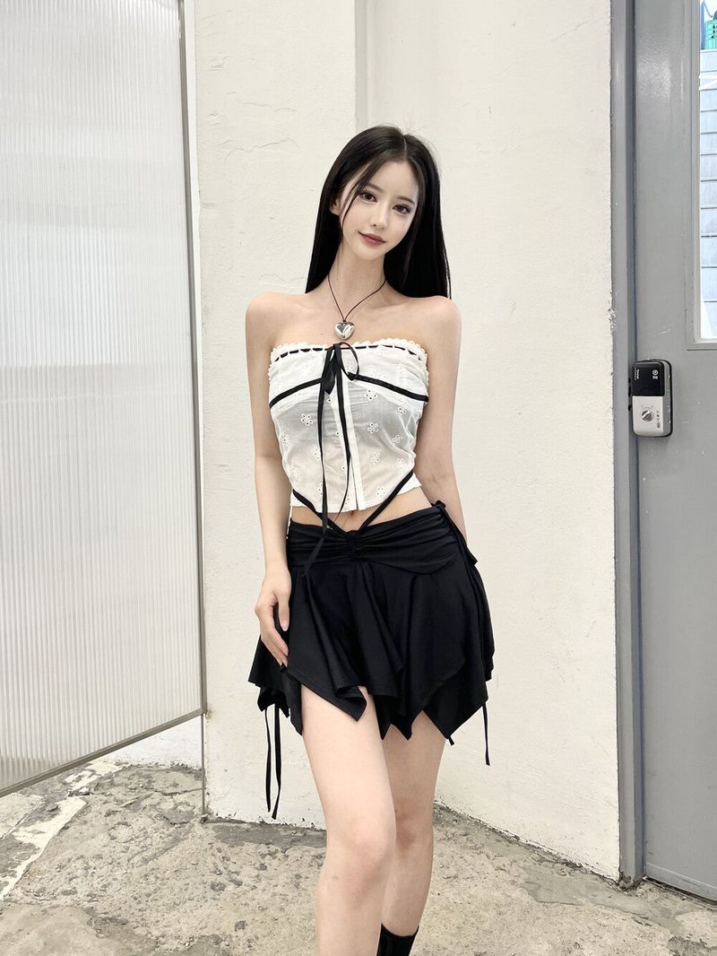 933. Free strap shirring mini sk-pt (2color)