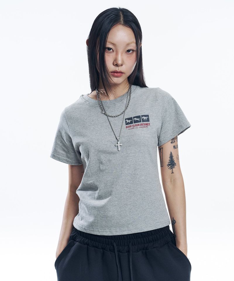 horse box cropped T-shirt - Gray