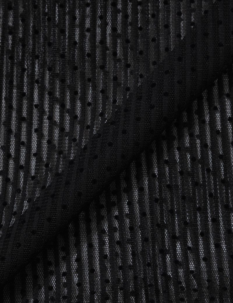 DOT SHIRRING BLOUSE(BLACK)