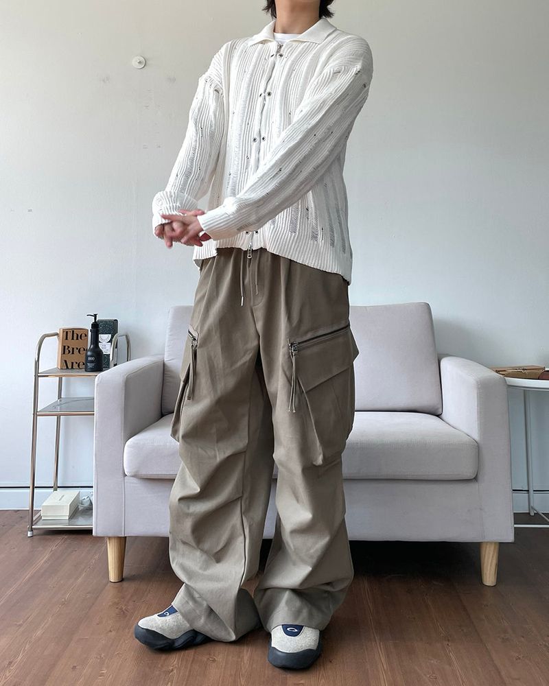 Zipper Big Cargo Cotton Pants