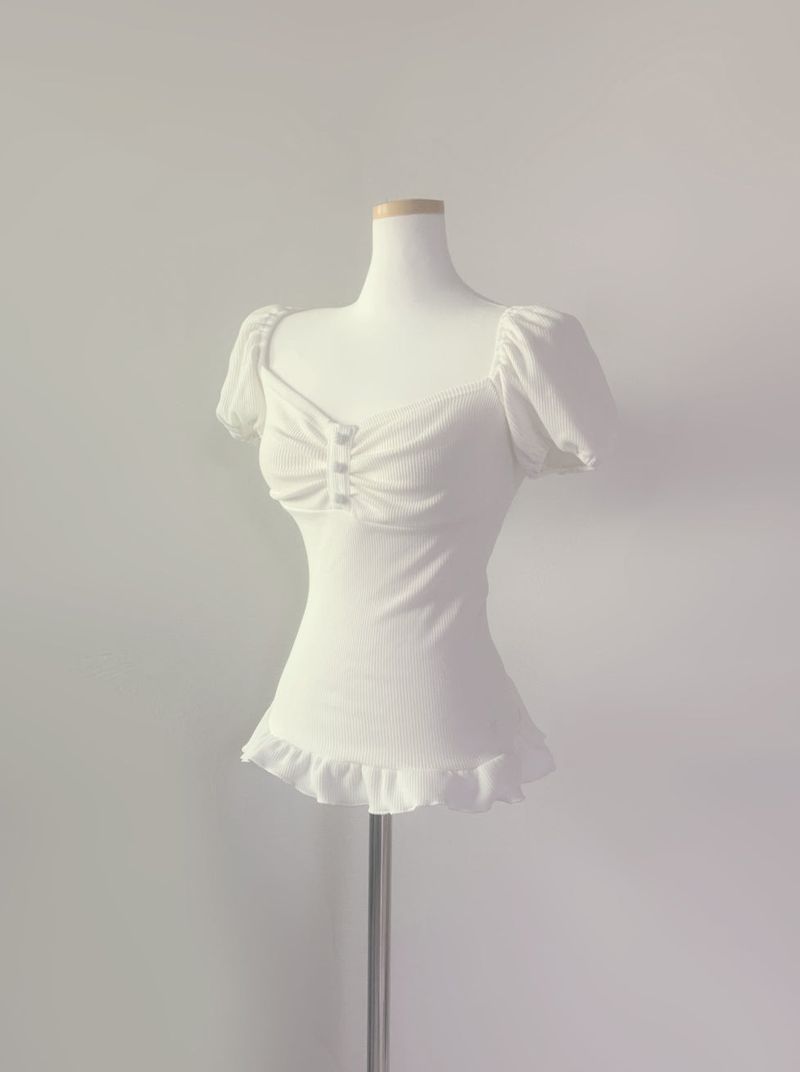 Rudica Puff Frill Top (white)