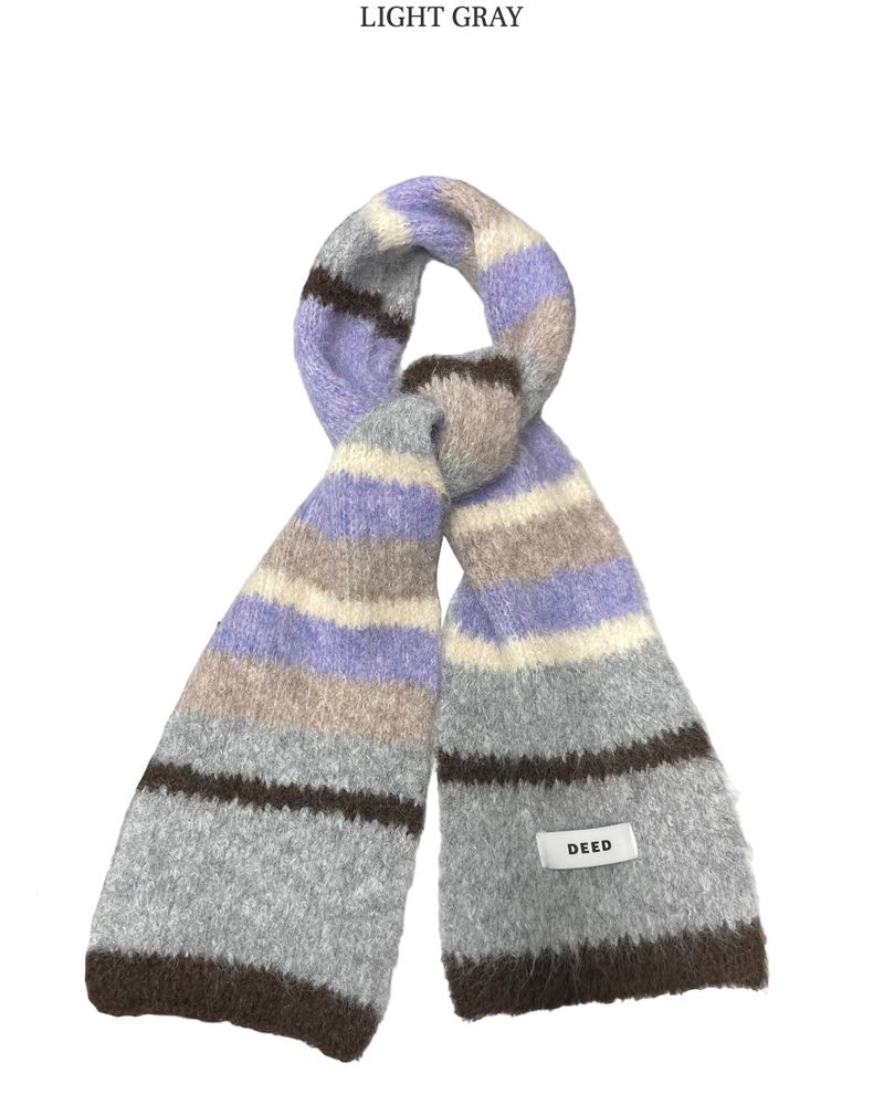 Phyton Mohair Wool Stripe Muffler 4C
