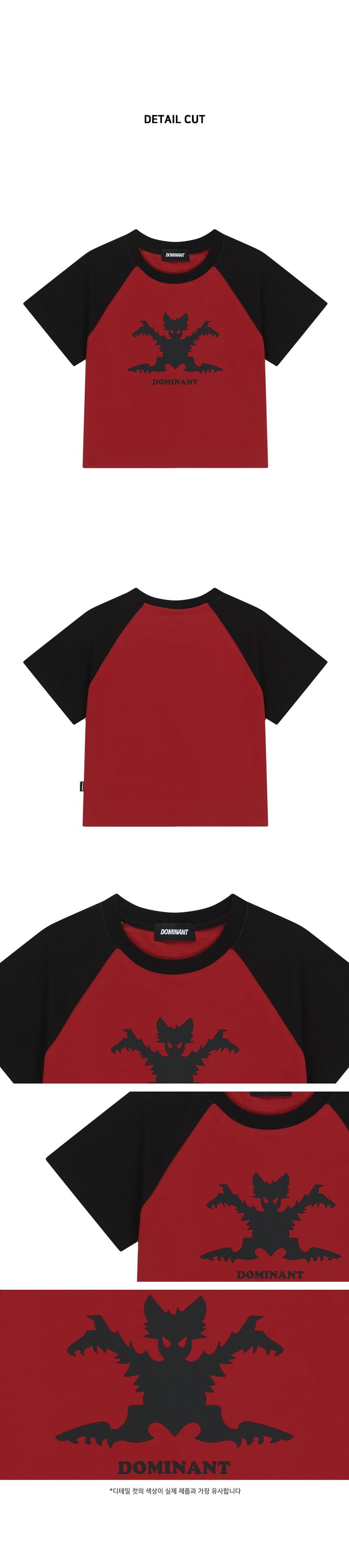 Bat Raglan Crop T-Shirt_Red