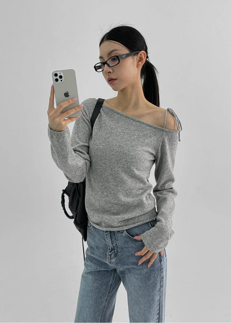 [MADE] Hiburi Unbal Off-Shoulder Knit Wool 50%