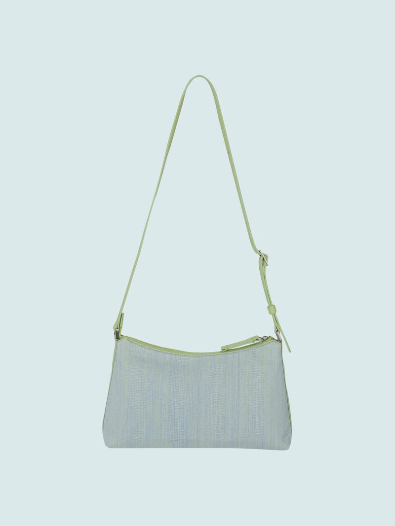 SIGNATURE LABEL DENIM HOBO BAG (LIGHT GREEN)