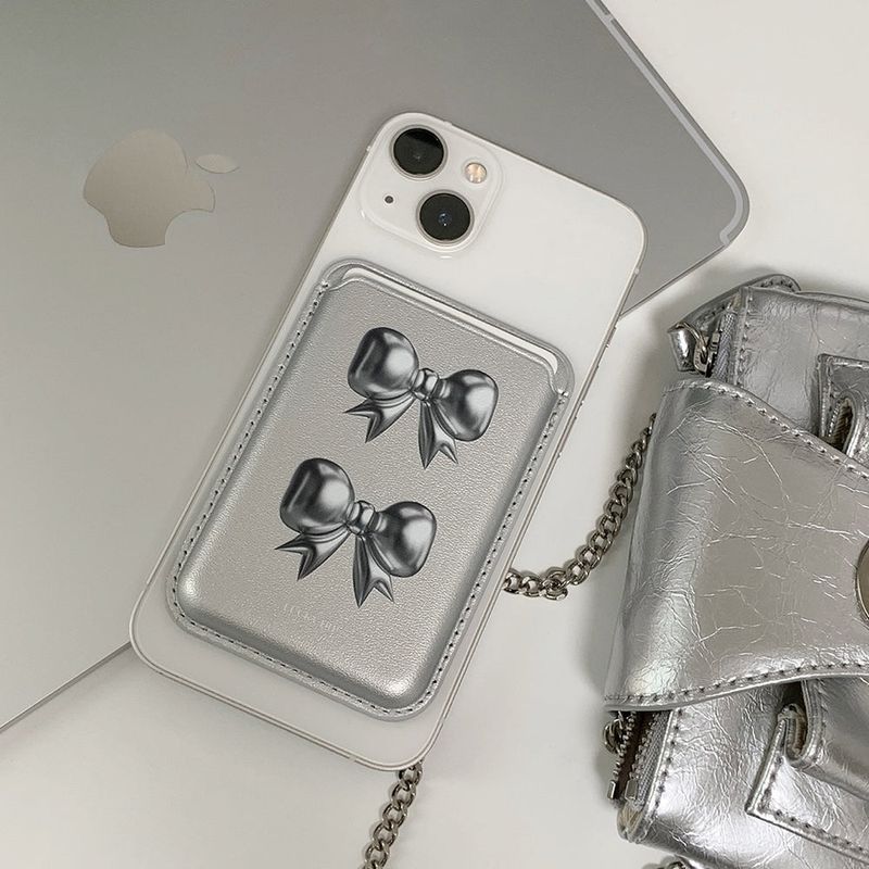 LUCKYDIP(ラッキーディップ)の「ballet core 3d ribbon silver magsafe card holder(Smartphone Accessories)」