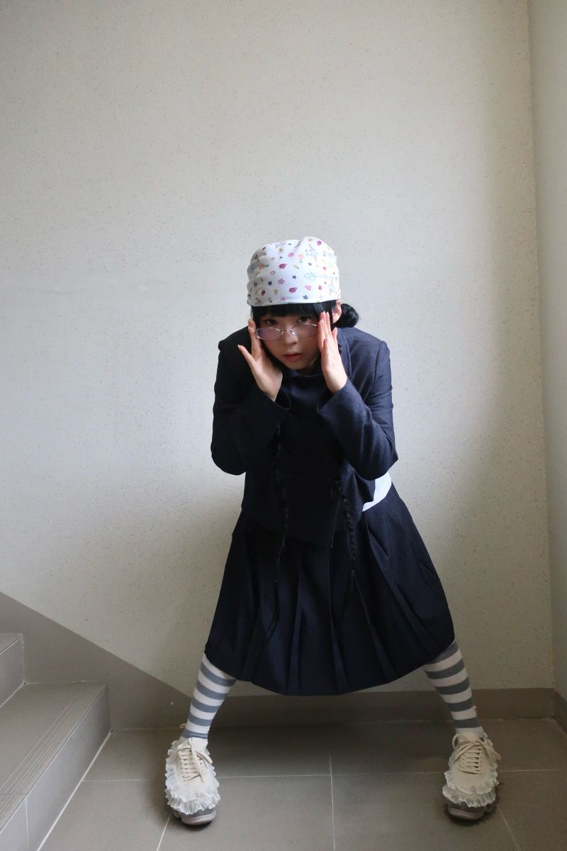 denim pleats skirt