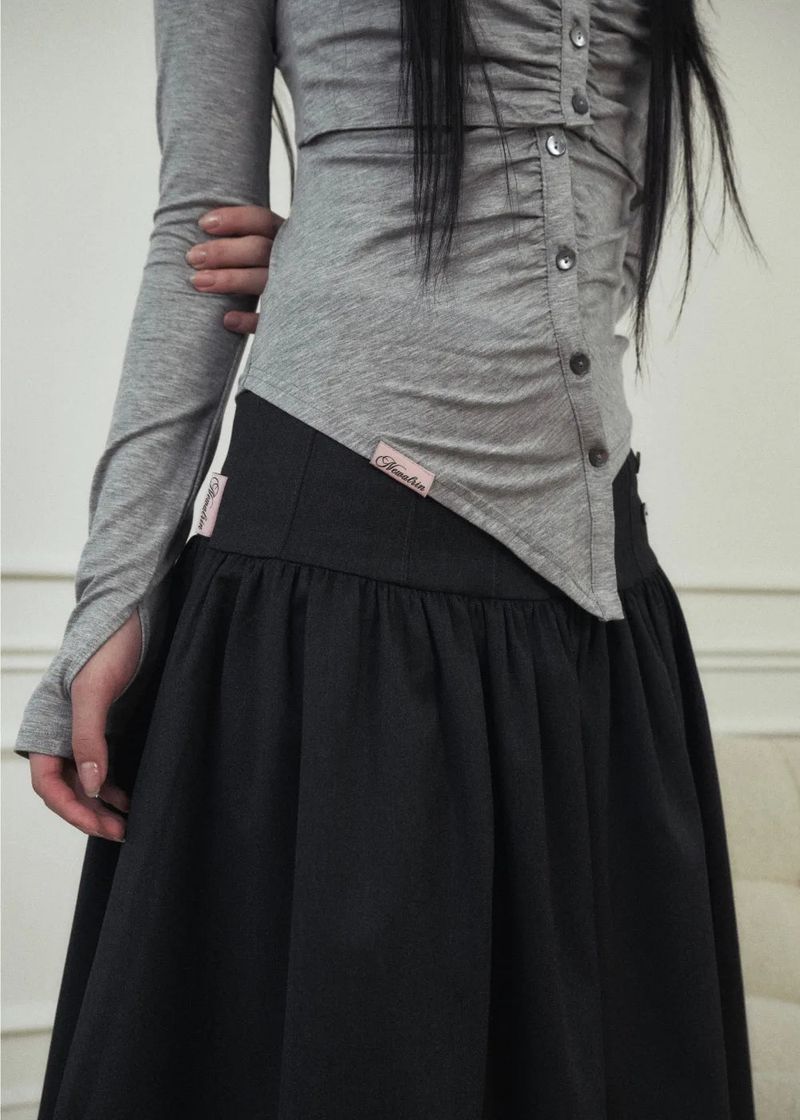 MUMU クラシックボタンミディスカート