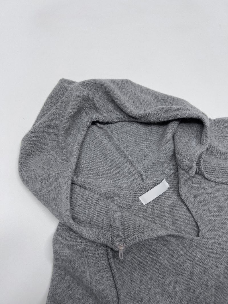 [wool 55%] Mini Hole Raglan Hooded Knit