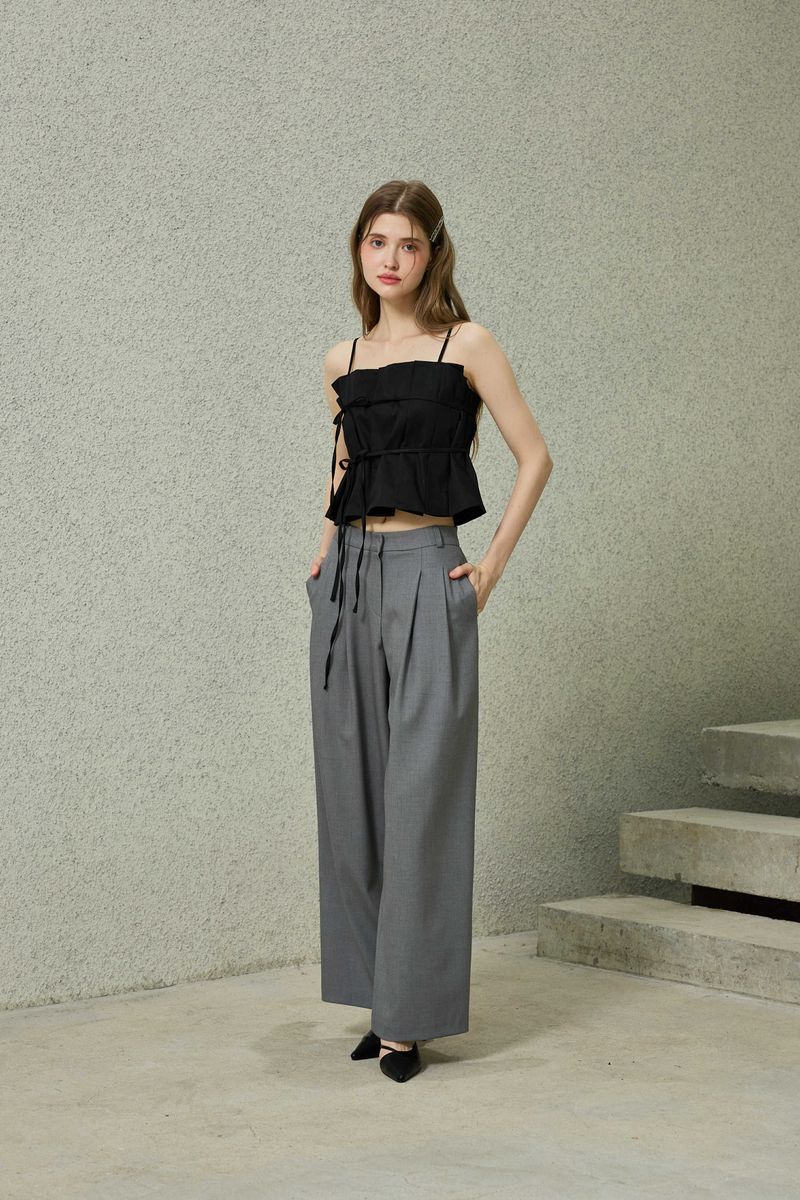 TOMO WIDE SLACKS / CHARCOAL