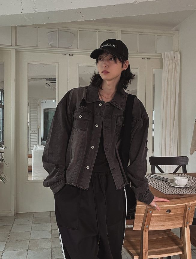 Kuden damage crop denim jacket