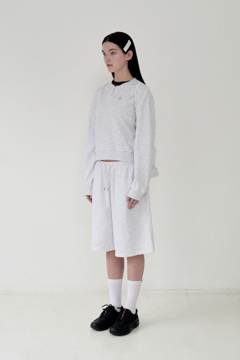 KIRSH PLAIN BUTTON POINT SWEATSHIRT [MELANGE GRAY]