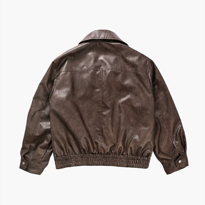 BOMBER LEATHER(FAUX) JACKET (brown)