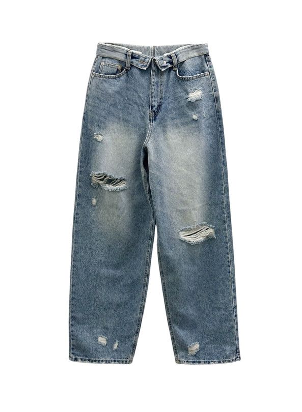 Folded Damage Denim Pants
