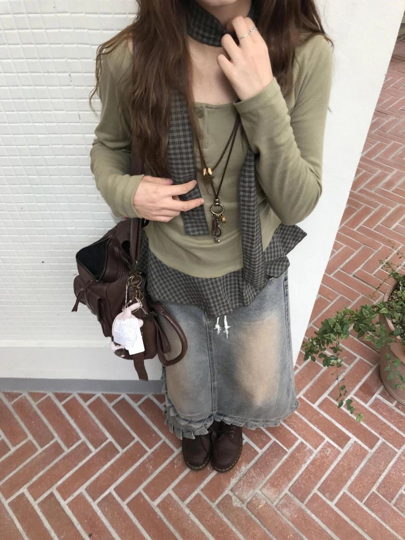 inall vintage denim skirt
