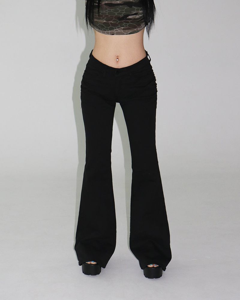 Pelvic Shirring Low-rise Bootcut Pants