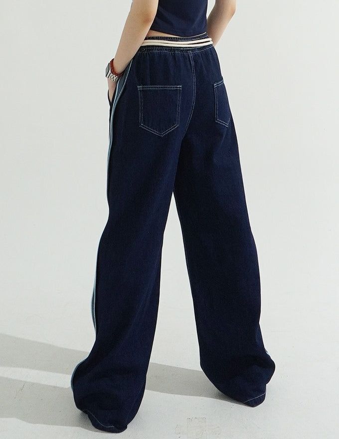 [BELT SET] Rope Line Denim Pants