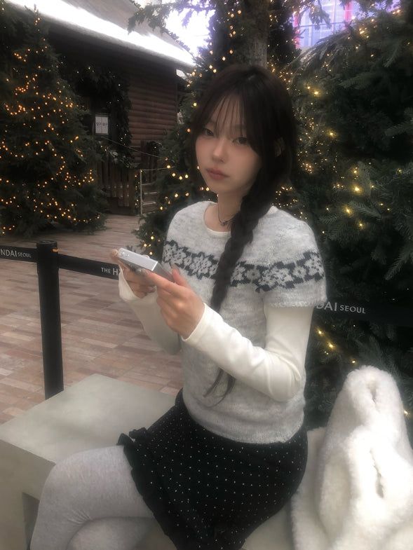 Freak Dot Frill Banding Knit Skirt