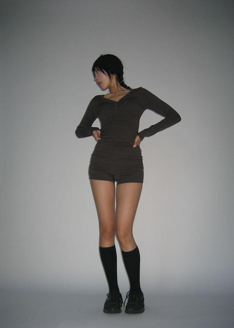 RIB BUTTON LONG TEE