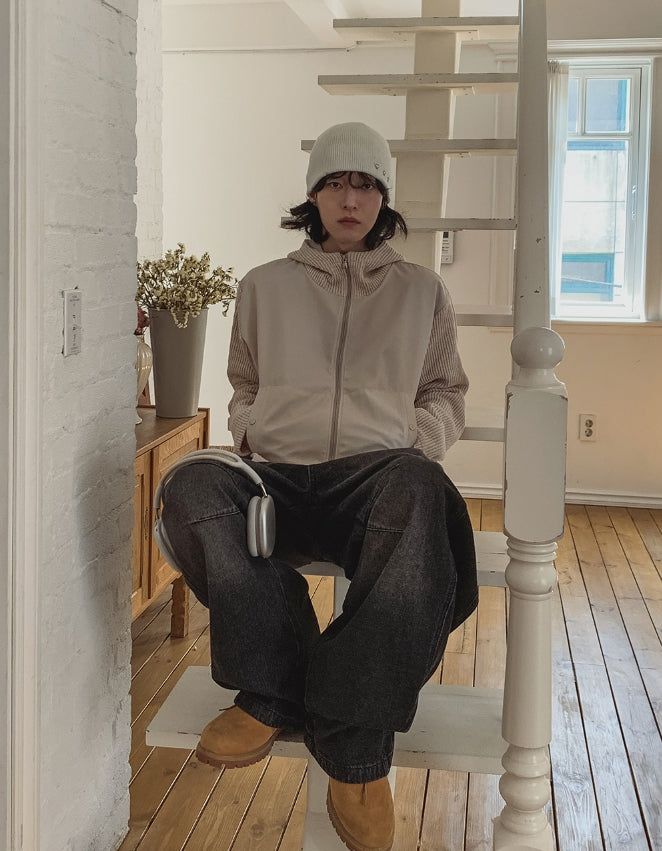Tech Color Matching High Neck Hood Zip-Up