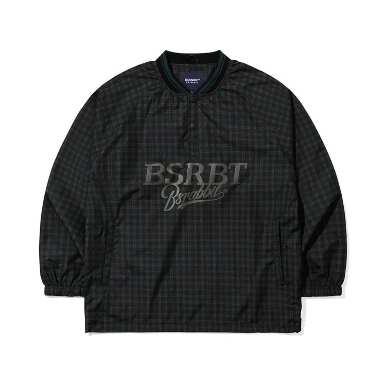 BSRBT SPORTY PULLOVER SNAP JACKET - CHECK BROWN/CHECK GREEN