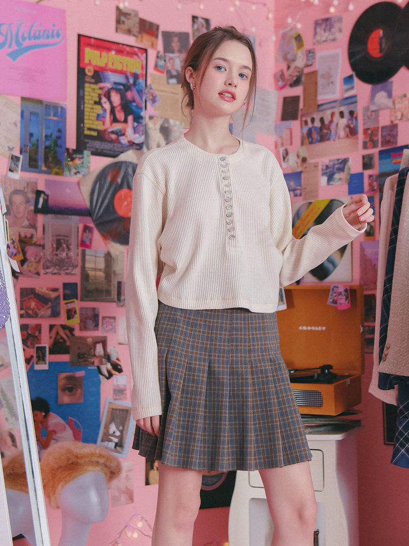 vem.ver(ベムバー)の「WAFFLE CROP T-SHIRT_CREAM(Tops)」