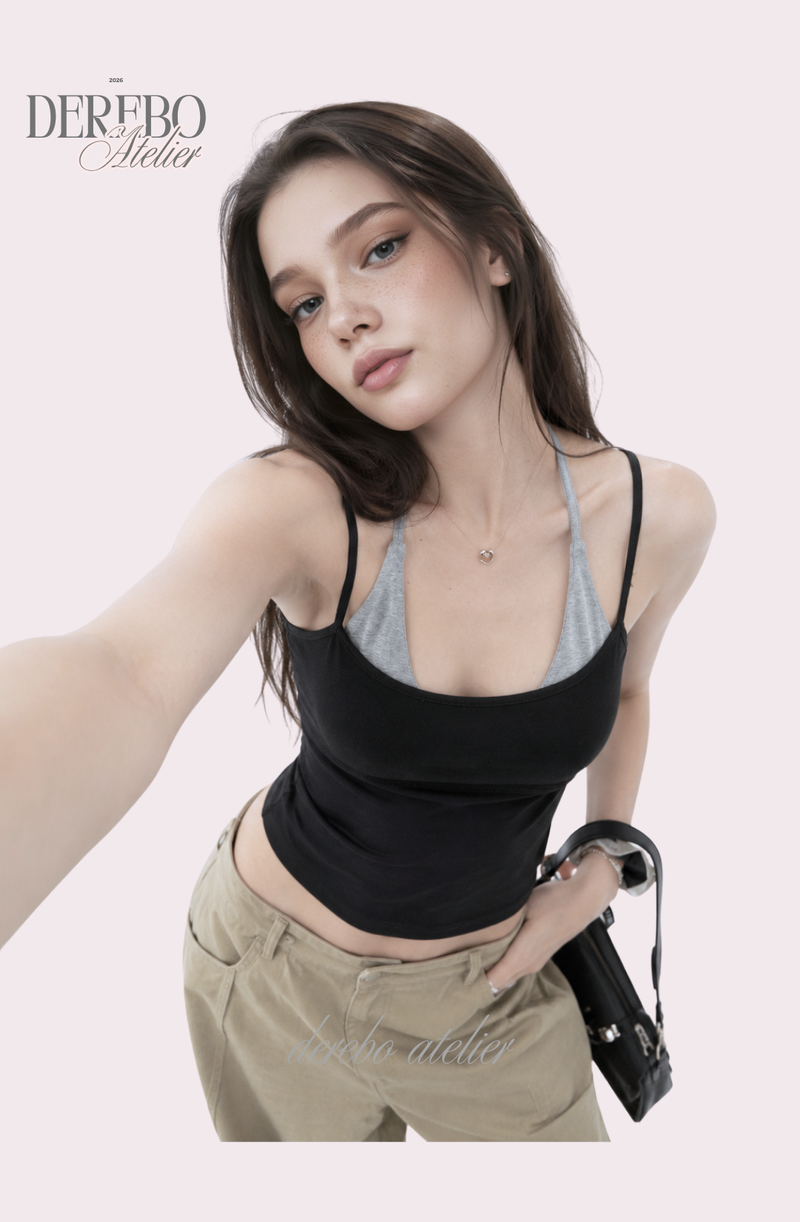 double halter pad sleeveless top