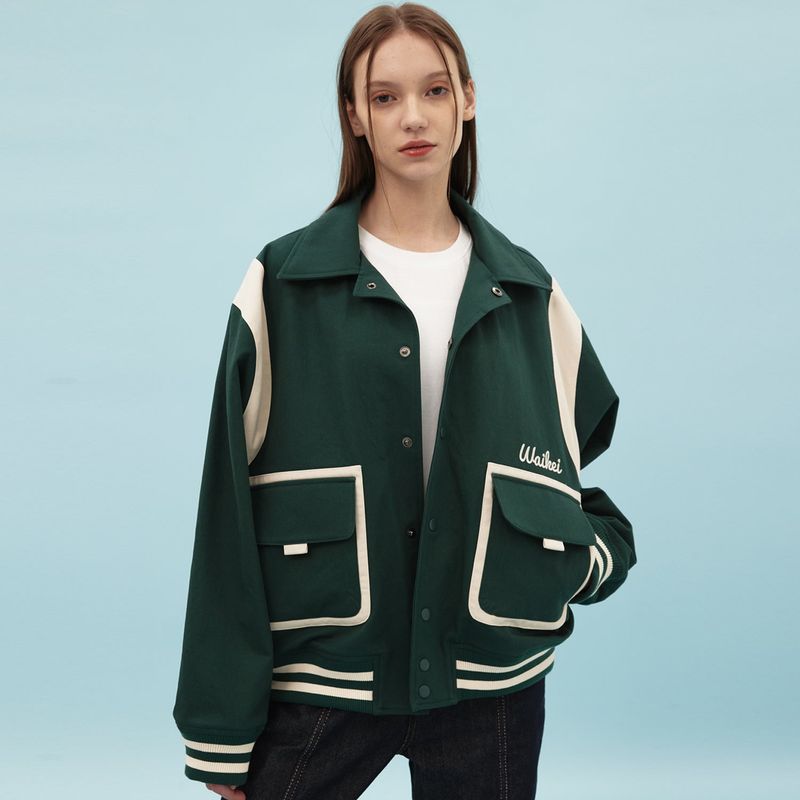 Double pocket varsity jacket
