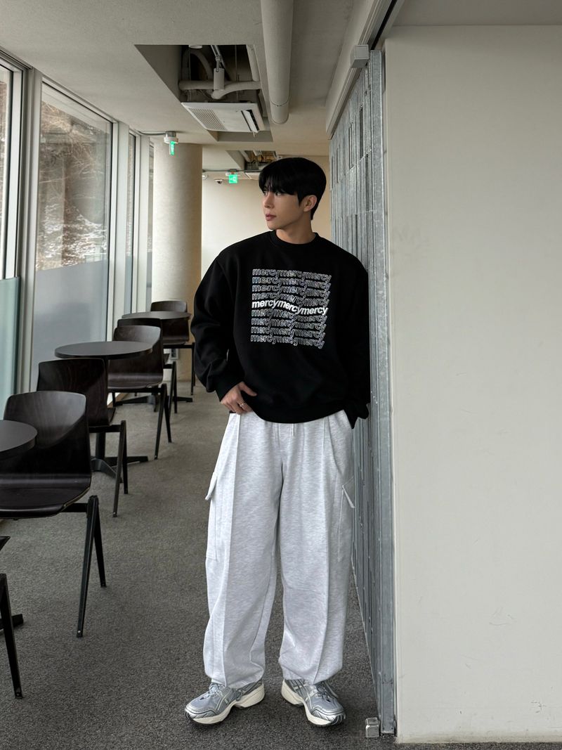 Snap cargo wide sweatpants